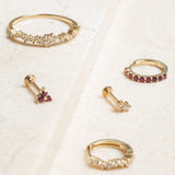 Wild Triple Diamond Stud Piercing 14 carat gold