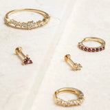 Ruby Huggie 14k gold