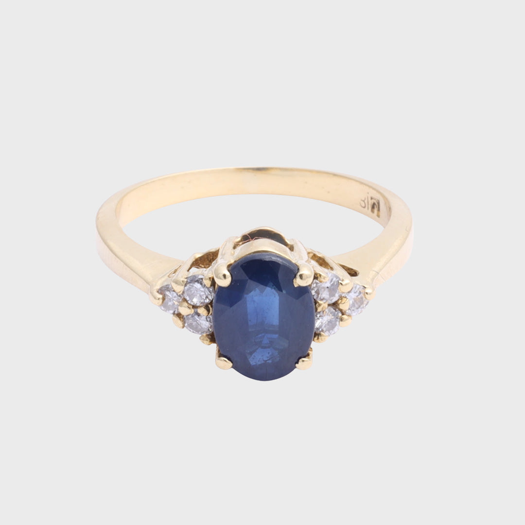 Kirsten - Vintage Saffier & Diamant ring 18k goud, Objet Dore