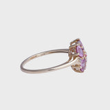 Lilah - Vintage Paarse Saffier & Diamant Cluster Ring 9k goud