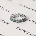 Groene Saffier Eternity Ring 14 karaat goud, Objet Dore