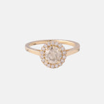 1.2ct Grey-Yellow Solitair Diamant & Diamant Halo Ring 14 karaat goud, Objet Dore