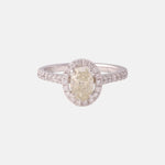 Lichtgele Diamant Solitair Ring 14k witgoud, Objet Dore