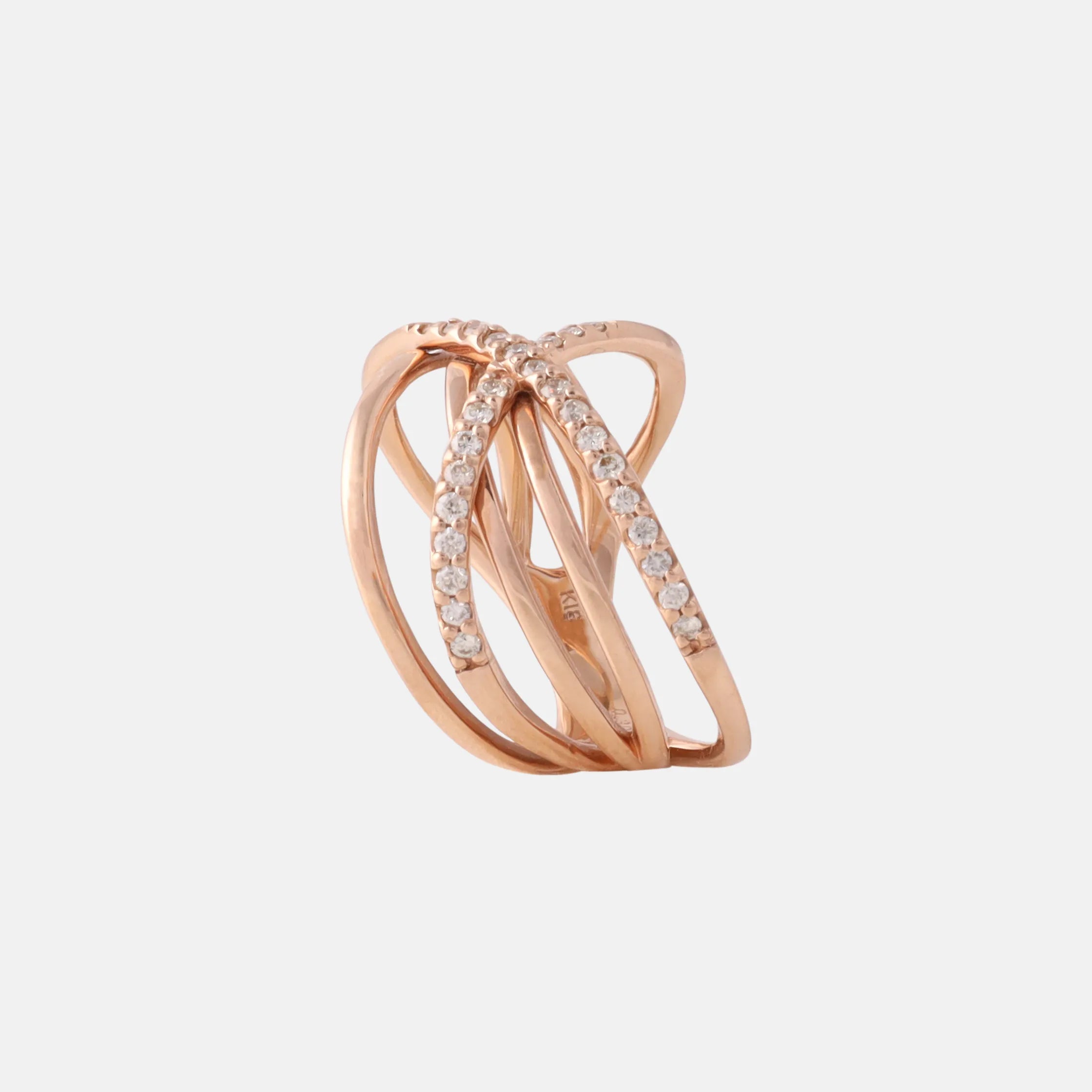 Fantasy Gevlochten Diamant ring 18k rosé goud, Objet Dore