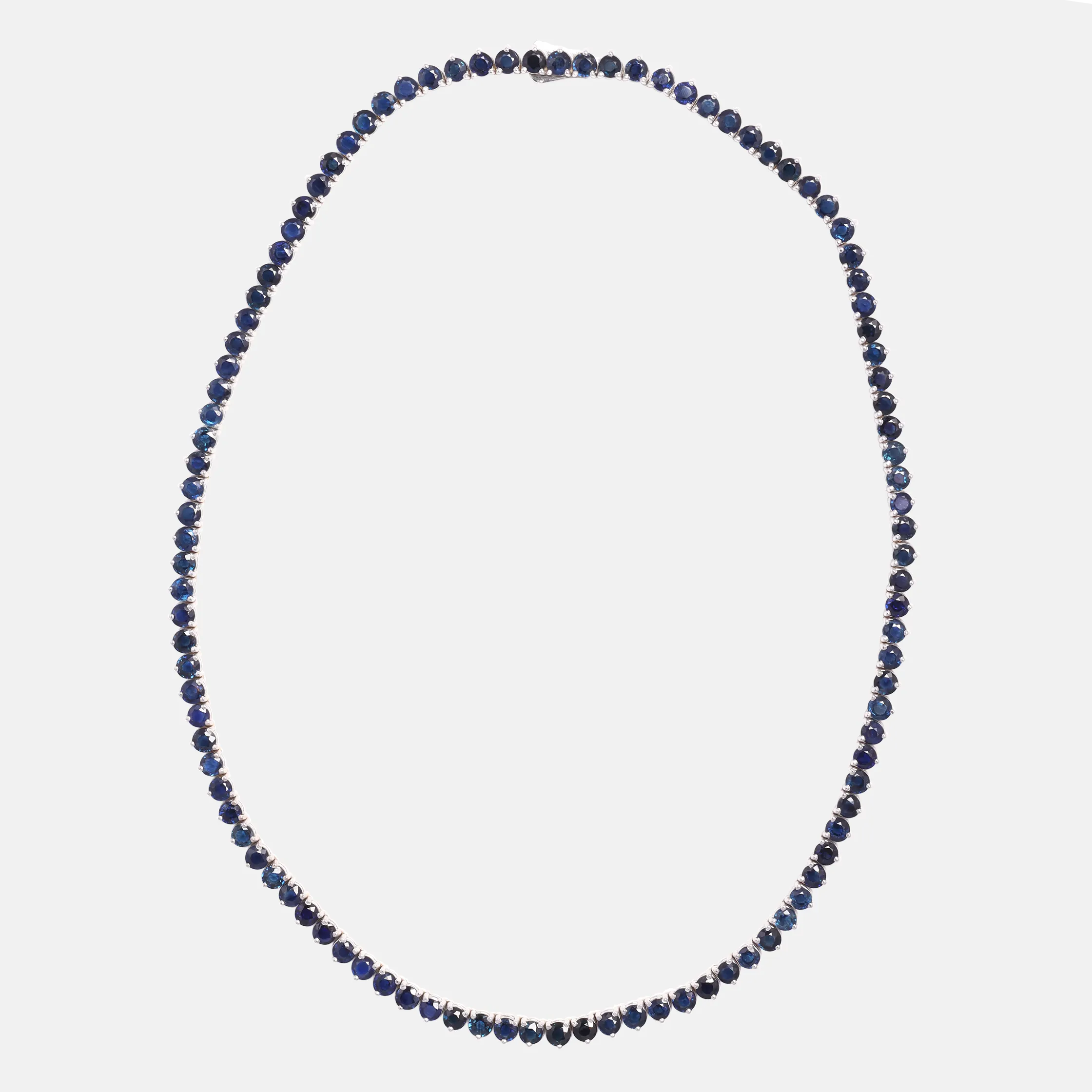 Blauwe 30.18ct Saffier Tenniscollier 14k witgoud, Objet Dore