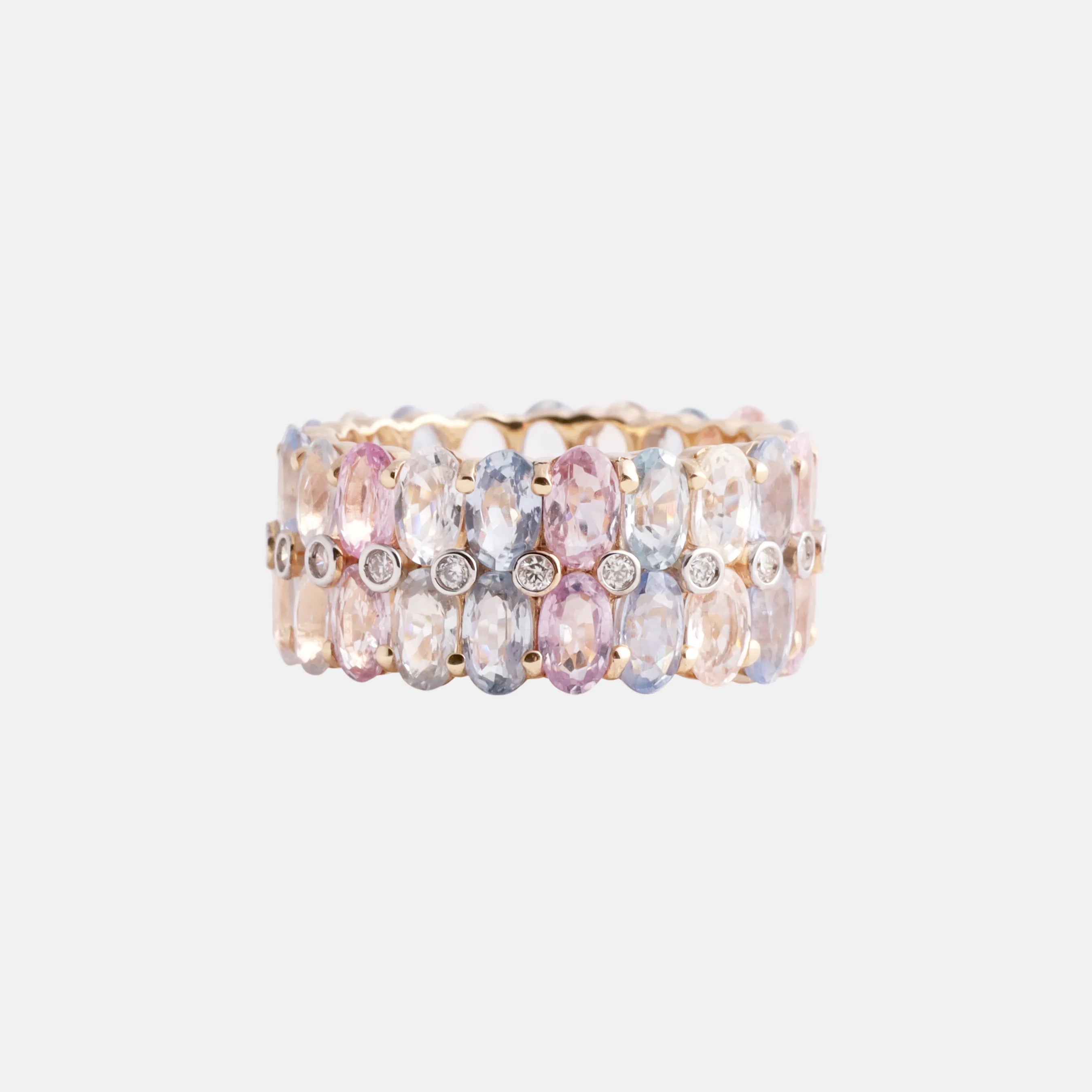 11.57ct Pastel Saffier Eternity ring 14k, Objet Dore