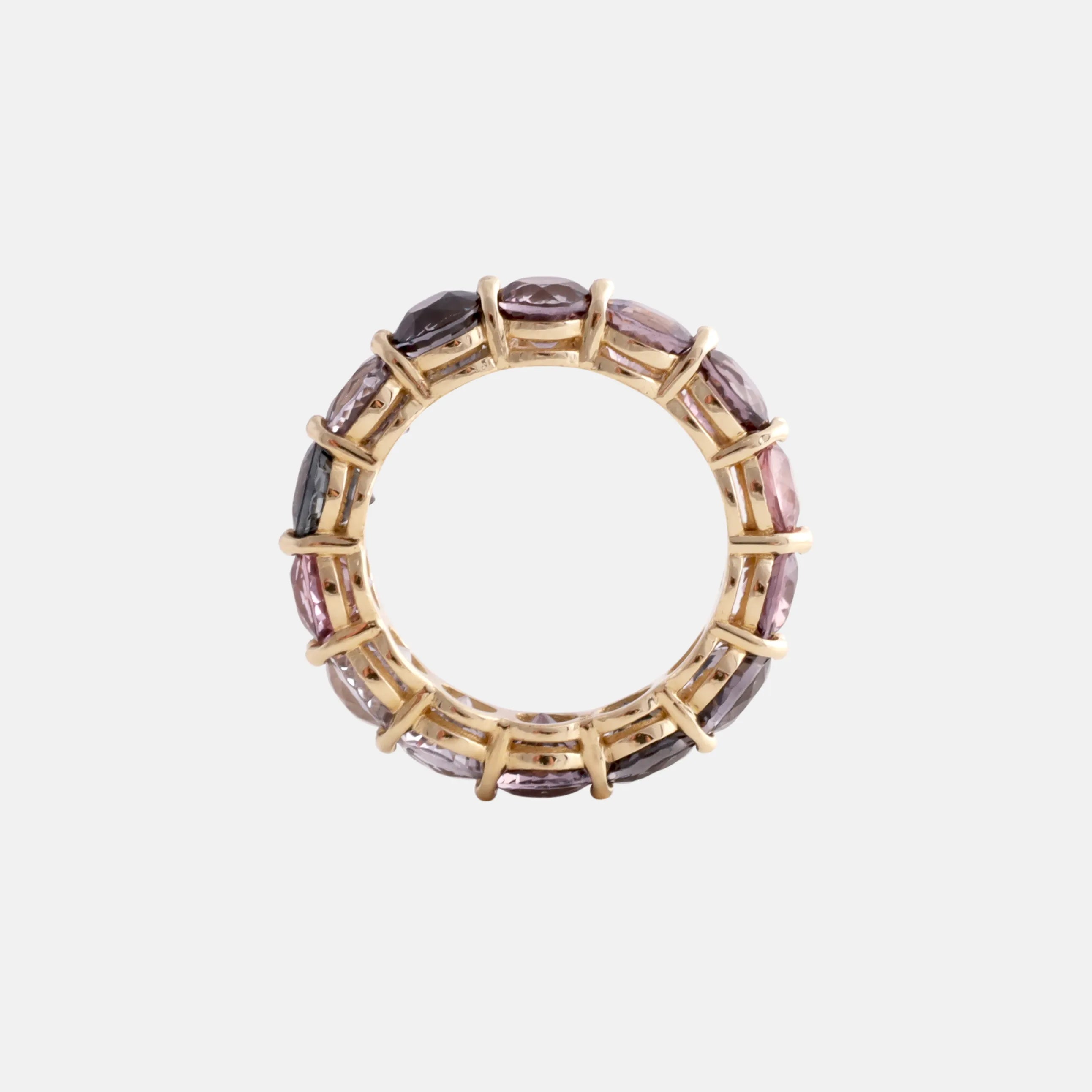 Multicolor Violet Paarse Spinel Eternity Ring 14k, Objet Dore