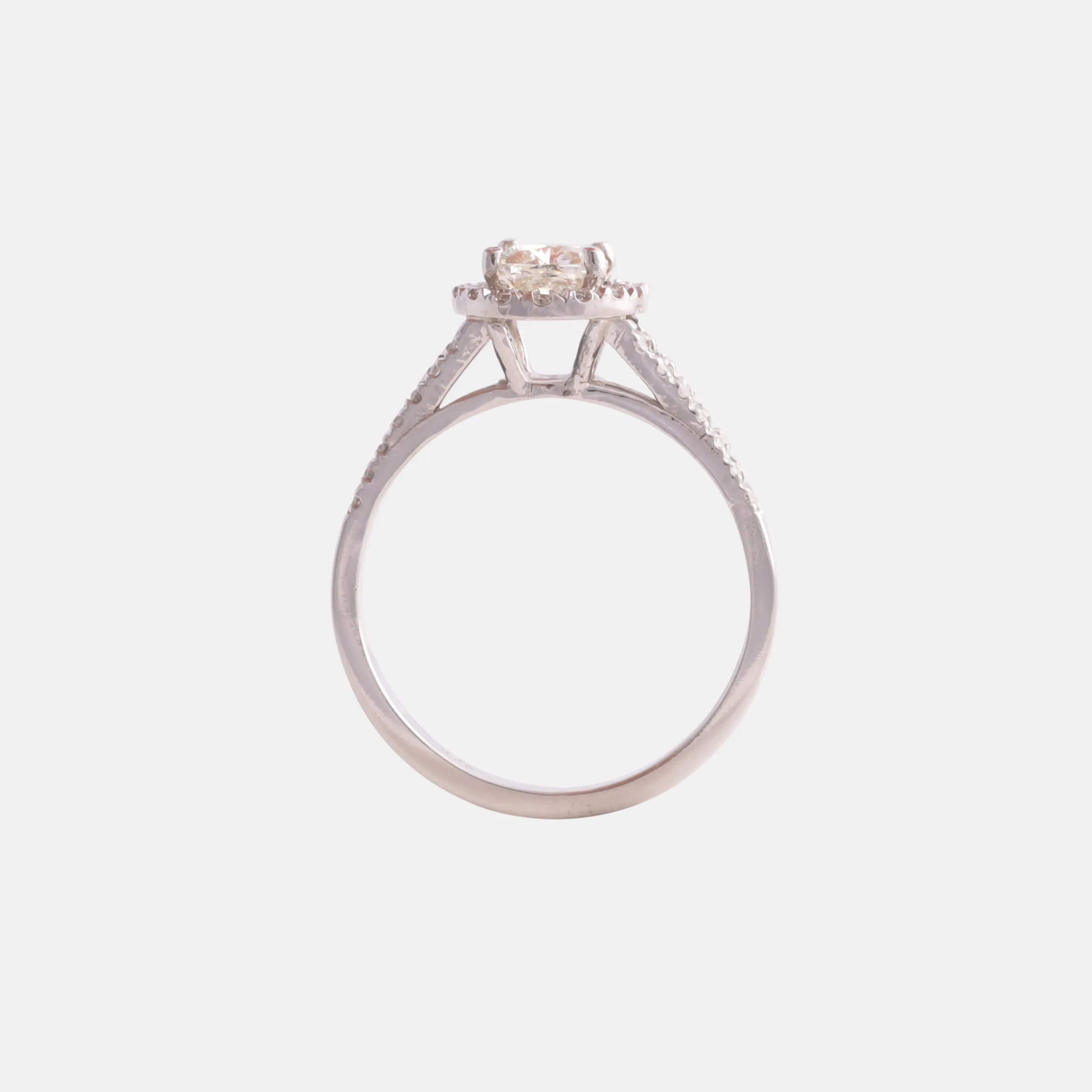 1ct Diamant & Diamanten Halo Ring 14 karaat goud, Objet Dore