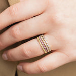 Geboortesteen Februari - Amethyst Alliance Pavé Ring 14k geelgoud, Objet Dore