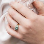 Nadia - Vintage Paraiba Toermalijn & Diamant Cluster Ring 9k goud, Objet Dore