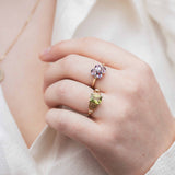 Morgan - Vintage Paarse Saffier & Diamant Cluster Ring 10k goud