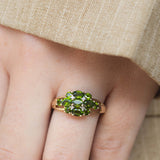 Mary - Vintage Groene (Chroom) Toermalijn & Diamant cluster 9k goud, Objet Dore, Ringen