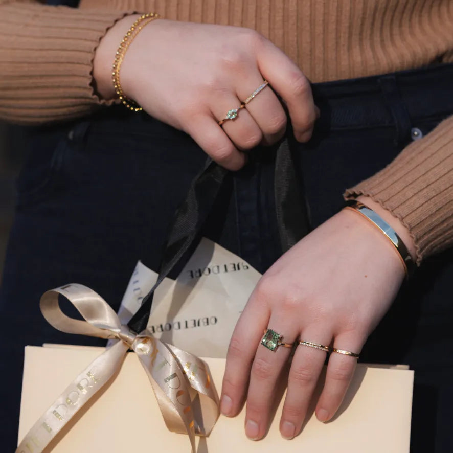 vintage ring met gouden bangle in 14k goud en diamant ringen