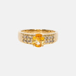 Luna - Vintage 18k Oranje Saffier & Diamant solitair ring, Objet Dore