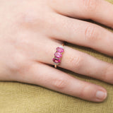 Sarah - Vintage Roze Toermalijn & Baguette Diamant Ring 9k goud