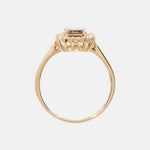 4.34ct Smaragdgeslepen Bruine Diamant Entourage Ring 14k goud, Objet Dore