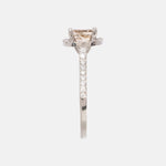 Licht Bruin prinses Geslepen Diamant Halo Ring 14 karaat goud, Objet Dore