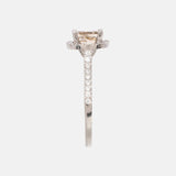 Licht Bruin prinses Geslepen Diamant Halo Ring 14 karaat goud, Objet Dore