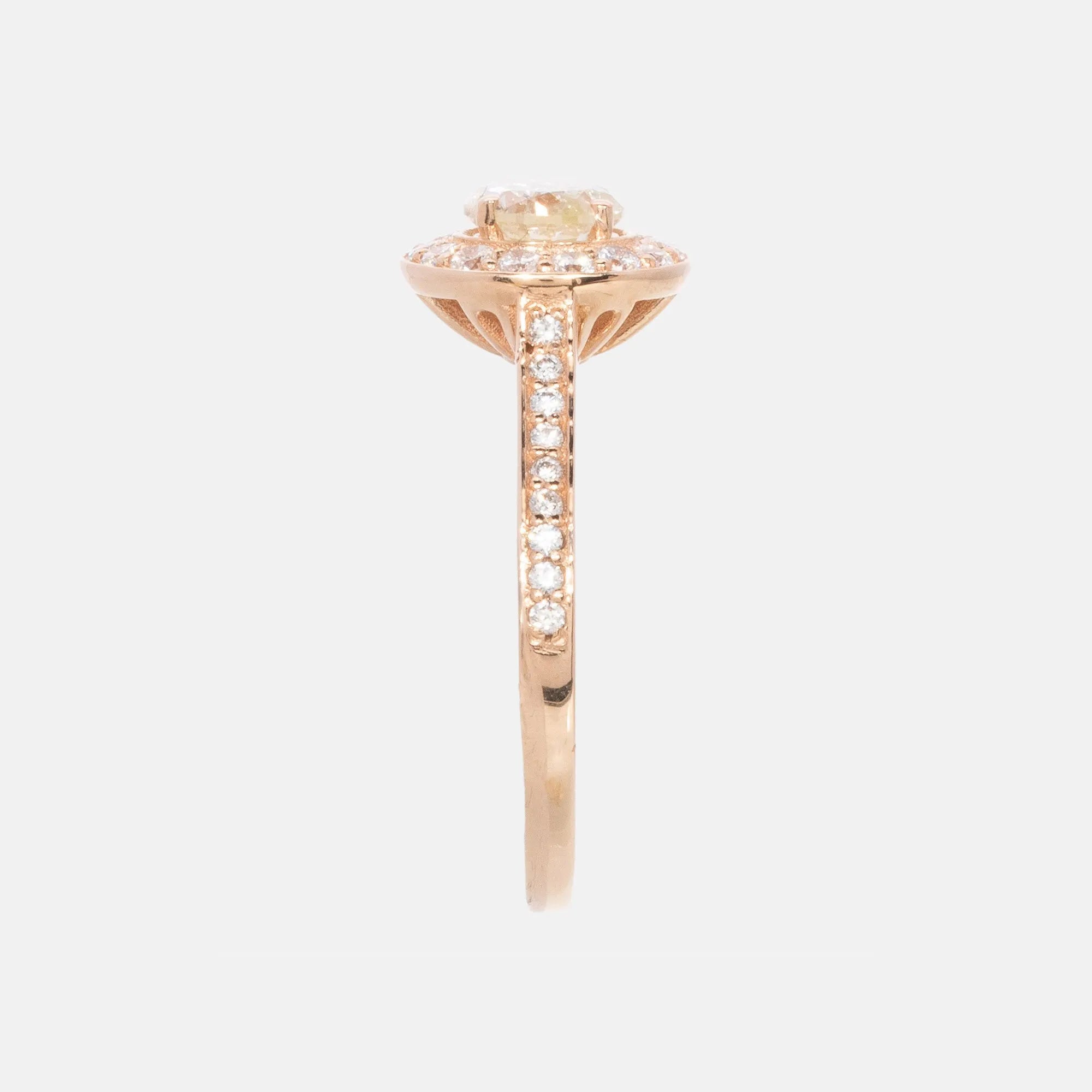 Wit Briljant Geslepen Diamant Halo Ring 14 karaat goud, Objet Dore