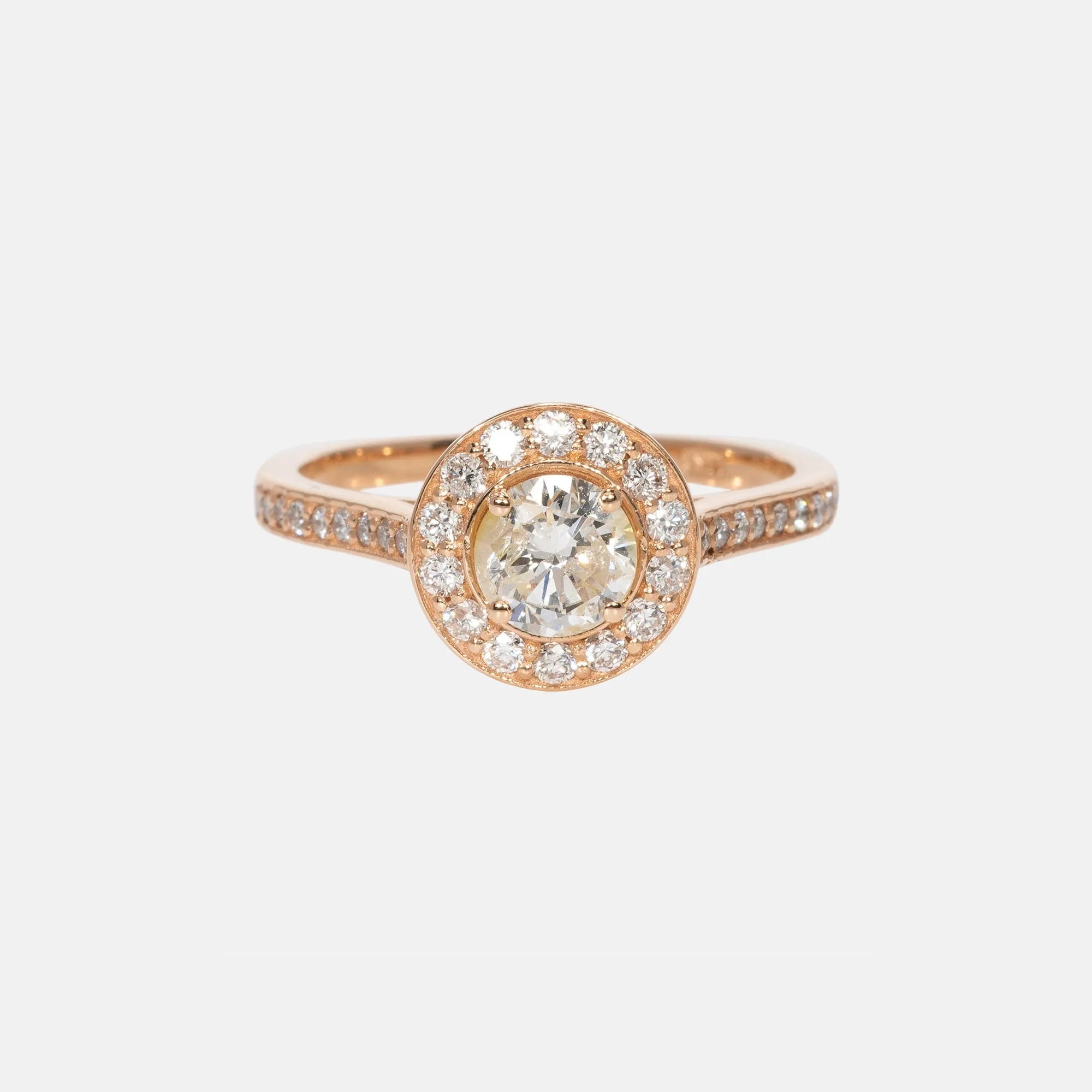 Wit Briljant Geslepen Diamant Halo Ring 14 karaat goud, Objet Dore