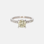 1.88ct Lichtgroene Diamant Solitaire Ring 14k Witgoud, Objet Dore