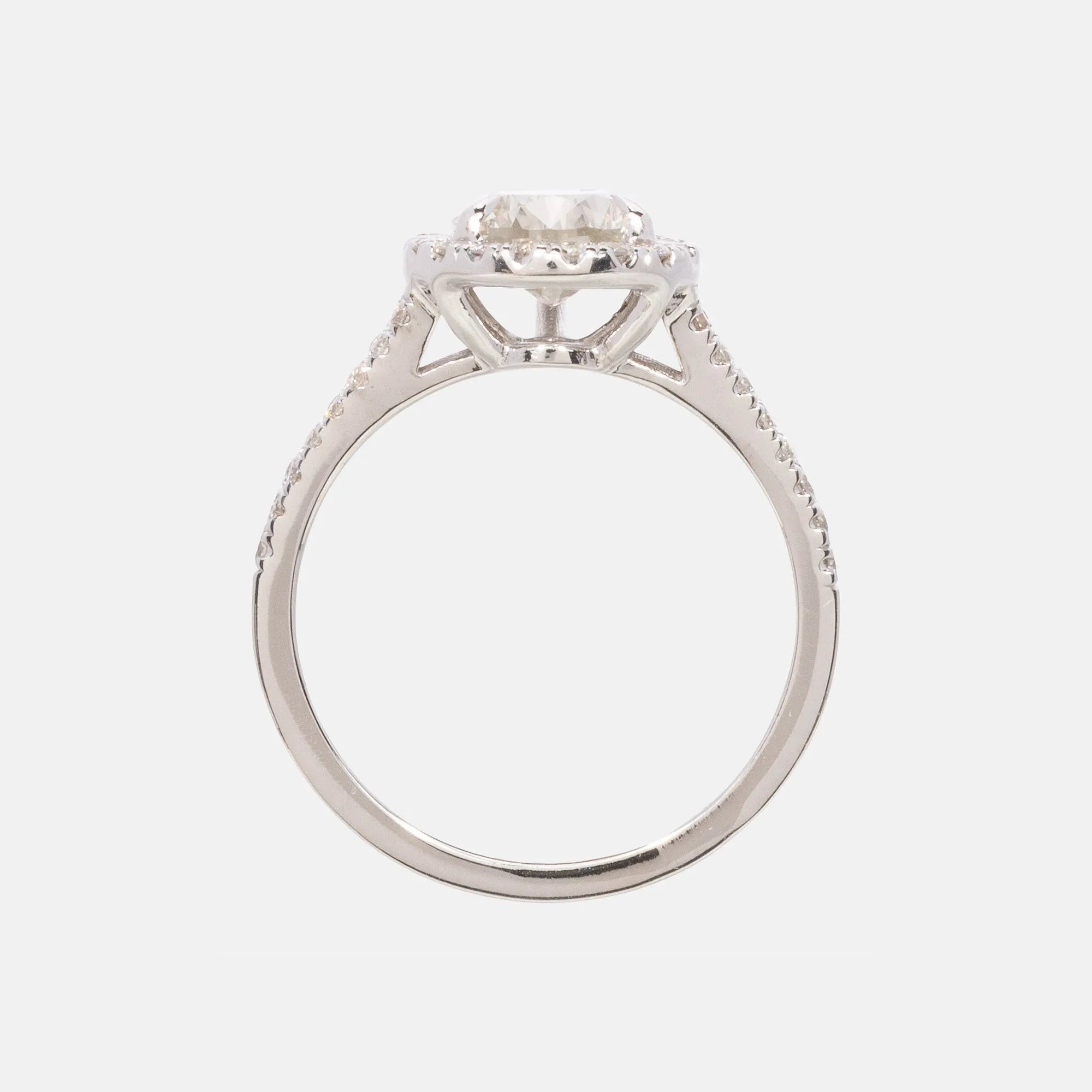 Licht Grijsachtige Peer Geslepen Diamant Halo Ring 14 karaat goud, Objet Dore