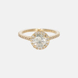 Wit Briljant Geslepen Diamant Halo Pave Ring 14 karaat goud, Objet Dore