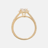 Wit Briljant Geslepen Diamant Halo Pave Ring 14 karaat goud, Objet Dore