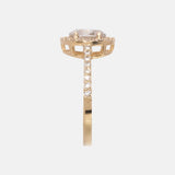 Ovaal Geslepen Diamanten Halo Pave Ring 14 karaat goud, Objet Dore