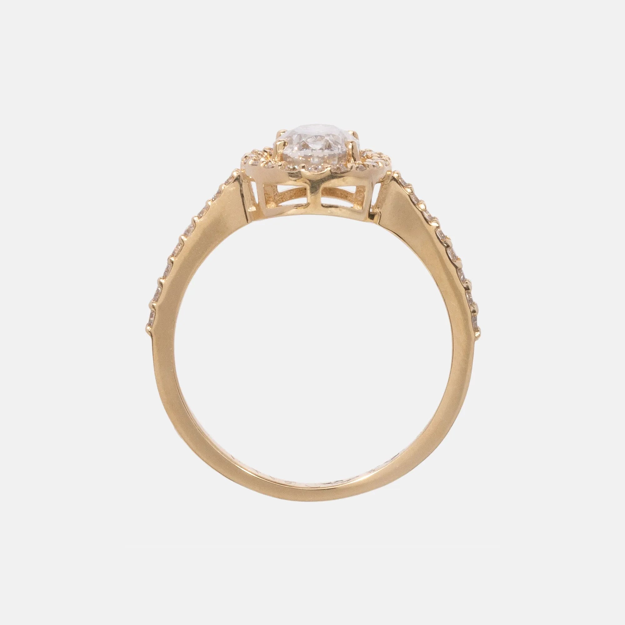 Ovaal Geslepen Diamanten Halo Pave Ring 14 karaat goud, Objet Dore