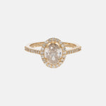 Ovaal Geslepen Diamanten Halo Pave Ring 14 karaat goud, Objet Dore