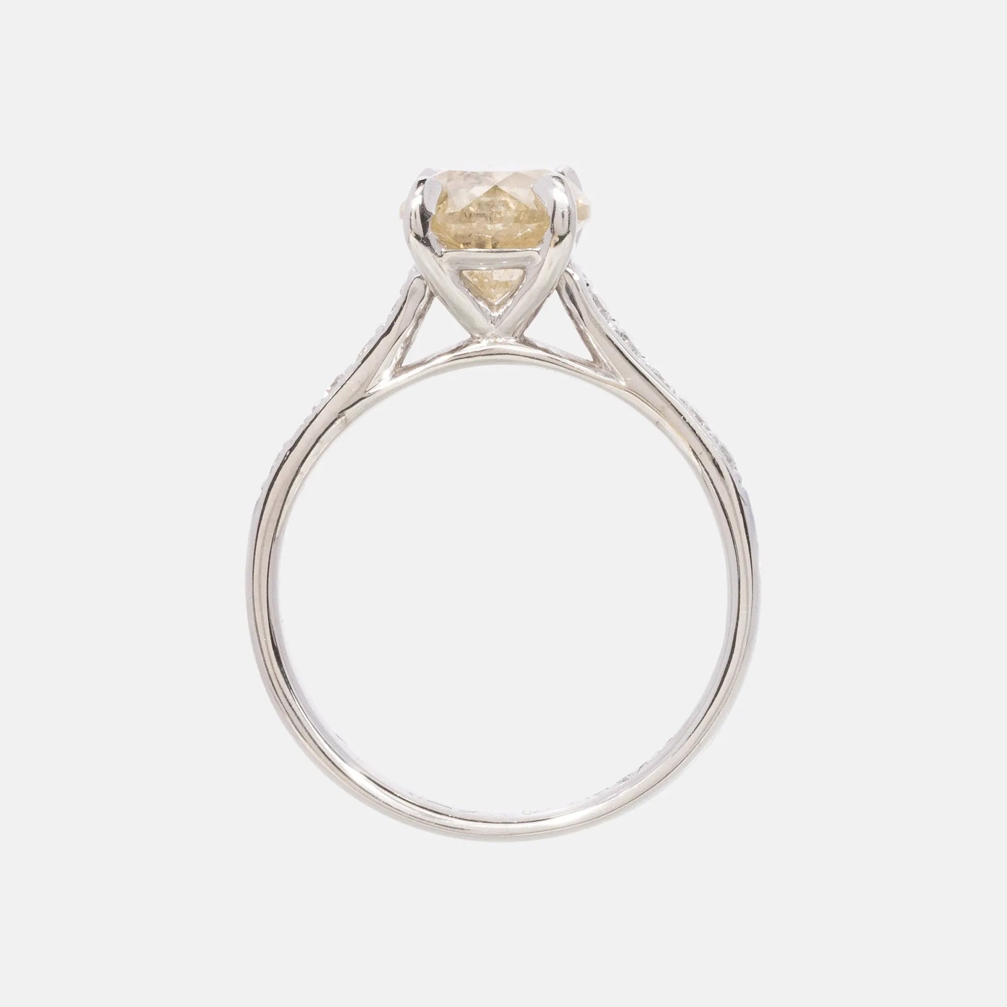 Geel Briljant Geslepen Diamanten Pave Ring 14 karaat goud, Objet Dore