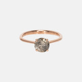 Grijze Briljantgeslepen Solitair Diamant Ring 14k Geelgoud, Objet Dore