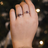 Allison- Vintage Paarse Saffier & Diamant ring 10k Rosé goud