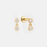 Double Bezel Diamant Piercing 14k Goud