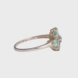 June - Vintage Groene Topaas & Witte Saffier Cluster Ring 10k goud