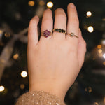 Rose - Vintage Rhodoliet Granaat & Diamant Cluster Ring 9k Geelgoud, Objet Dore