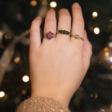 Rose - Vintage Rhodoliet Granaat & Diamant Cluster Ring 9k Geelgoud, Objet Dore