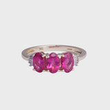 Sarah - Vintage Roze Toermalijn & Baguette Diamant Ring 9k goud