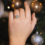 Shannon - Vintage Smaragd & Diamant Cluster Ring 18k Geelgoud