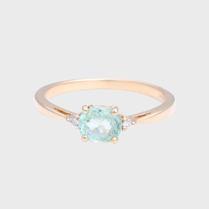 Harper - Vintage 18k Paraiba Toermalijn & Diamant ring, Objet Dore