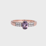 Allison- Vintage Paarse Saffier & Diamant ring 10k Rosé goud