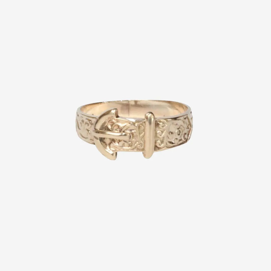 Cassie – Vintage 9k Victoriaanse Buckle ring, Objet Dore