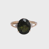 Chiara - Vintage Statement Groene Toermalijn & Diamant Ring 9k goud