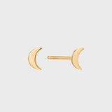 Crescent Moon Stud Piercing 14k goud, Objet Dore