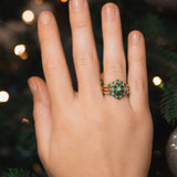 Esma - Vintage Smaragd & Diamant Wishbone ring 9k goud