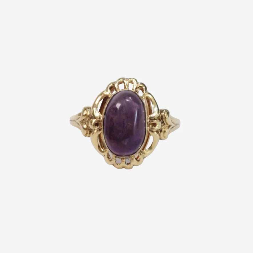 Florence – Vintage 14k Amethyst solitair ring, Objet Dore