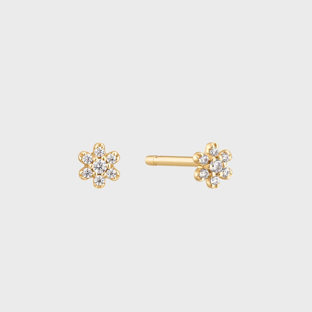 Flower Diamant Oorbel 14k geelgoud, Objet Dore