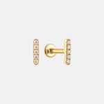 Diamant Bar Stud Piercing 14 karaat goud, Objet Dore