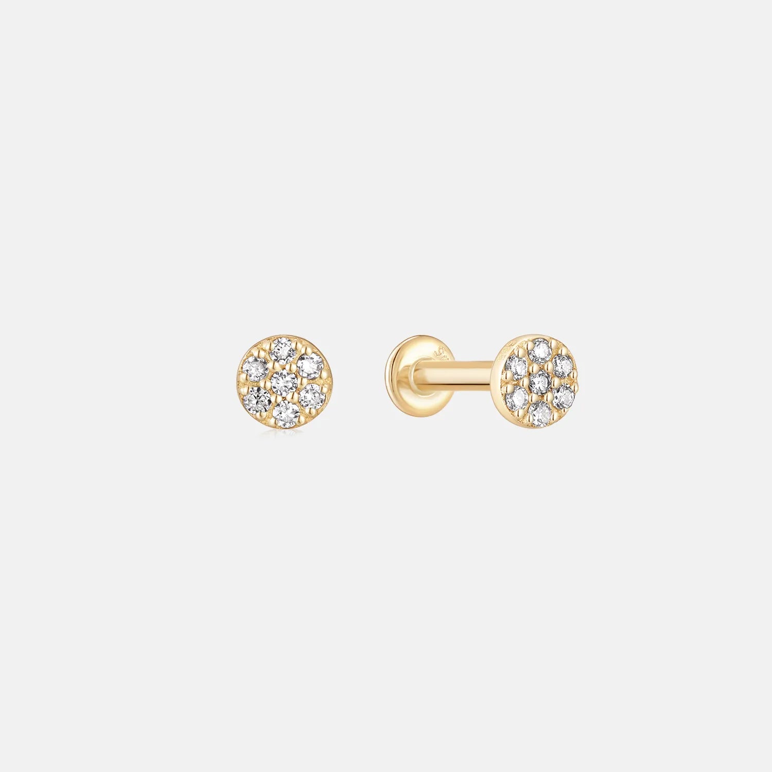 Round Stud Mini Diamant Piercing 14 karaat goud, Objet Dore